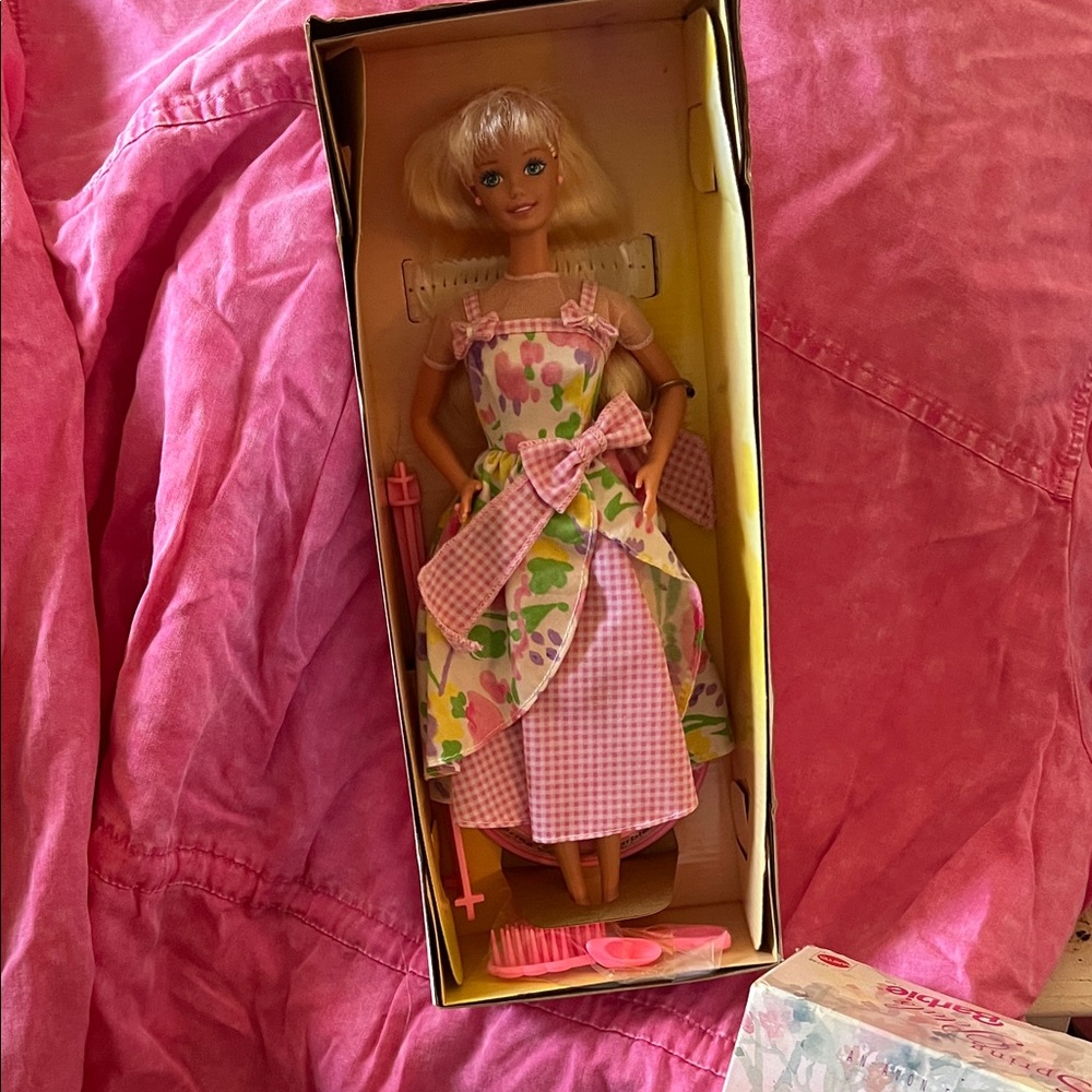 Vintage 1996 Barbie by Avon Pink Floral Doll with Accessories